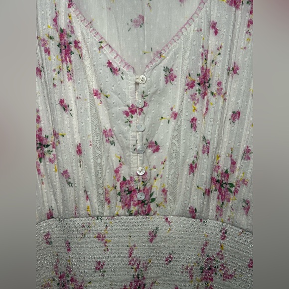 Loveshackfancy Smocked Keelin Floral White/Magenta Mini Women Dress Size M - Picture 8 of 15